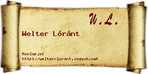 Welter Lóránt névjegykártya